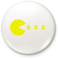 printfashion Pacman - Kitűző, hűtőmágnes - Fehér (3075957)