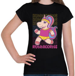 printfashion Futó unikornis - Női póló - Fekete (13645794)