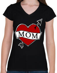 printfashion Anya tetkó oldskull - Női V-nyakú póló - Fekete (6973605)