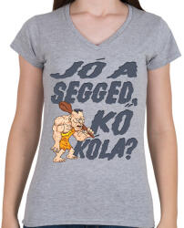 printfashion Jó a segged, kő kóla? - Női V-nyakú póló - Sport szürke (16513764)