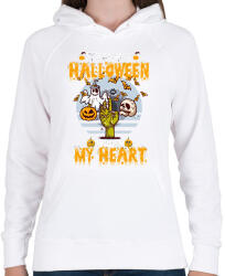 printfashion Halloween a szívemben - Női kapucnis pulóver - Fehér (1860897)