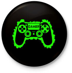 printfashion Gamer - Kitűző, hűtőmágnes - Fekete (7038470)