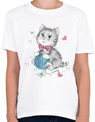 printfashion Cuki cicás póló - Gyerek póló - Fehér (1012559)