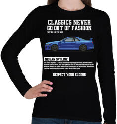 printfashion Nissan Skyline - Női hosszú ujjú póló - Fekete (14790307)