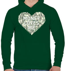 printfashion Money loves me - Férfi kapucnis pulóver - Sötétzöld (265023)