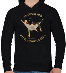printfashion Nyugodj meg, attól megnyugszol - vicces feliratos minta felnőtteknek - Férfi kapucnis pulóver - Fekete (12021623)