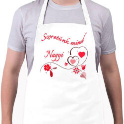 printfashion Szeretünk mind Nagyi - Kötény - Fehér (4916086)