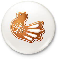 printfashion Mézeskalács galamb - Kitűző, hűtőmágnes - Fehér (11222924)