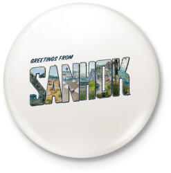 printfashion Greetings from Sanhok - PUBG - Kitűző, hűtőmágnes - Fehér (3080670)