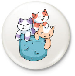 printfashion Macskák zsebben - Kitűző, hűtőmágnes - Fehér (13101803)