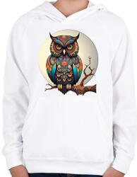 printfashion Bagoly - Gyerek kapucnis pulóver - Fehér (14701003)