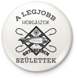 printfashion Horgász október - Kitűző, hűtőmágnes - Fehér (5734369)