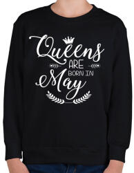 printfashion A királynők májusban születnek - Gyerek pulóver - Fekete (852189)