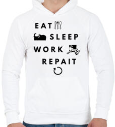 printfashion evés, alvás, munka - Férfi kapucnis pulóver - Fehér (1536840)