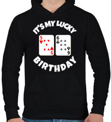 printfashion 56 POKER SZÜLINAP - Férfi kapucnis pulóver - Fekete (9839957)