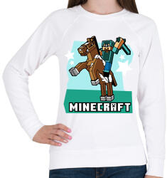 printfashion Minecraft Steve lovas póló - Női pulóver - Fehér (9233088)