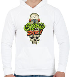 printfashion Gördeszka - skate or die - Férfi kapucnis pulóver - Fehér (4952735)
