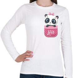 printfashion Panda a zsebben - Női hosszú ujjú póló - Fehér (4787696)