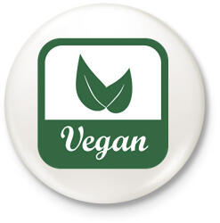 printfashion Vegán logó - Kitűző, hűtőmágnes - Fehér (12696421)