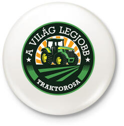 printfashion A világ legjobb traktorosa - Zöld - Kitűző, hűtőmágnes - Fehér (6595754)