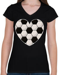printfashion Focis szív - Női V-nyakú póló - Fekete (14072592)