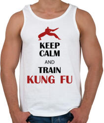 printfashion Keep calm - Kung fu - Férfi atléta - Fehér (7565566)
