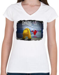 printfashion Among us - Női V-nyakú póló - Fehér (4066609)