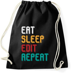 printfashion Eat, sleep, edit, repeat színes - Sportzsák, Tornazsák - Fekete (5242415)
