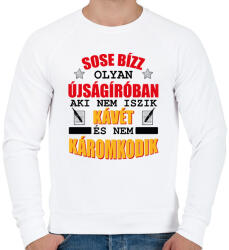printfashion Sose bízz olyan újságíróban - Férfi pulóver - Fehér (10433233)