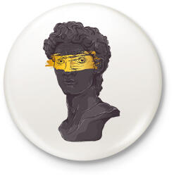 printfashion Michelangelo - Dávid szobor arannyal - Kitűző, hűtőmágnes - Fehér (6732739)