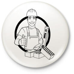 printfashion kőműves - Kitűző, hűtőmágnes - Fehér (7585827)