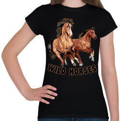 printfashion Wild horses - Női póló - Fekete (8959674)