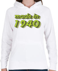 printfashion made-in-1940-green-grey - Női kapucnis pulóver - Fehér (479369)