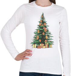 printfashion Karácsonyfa hotdoggal - Női hosszú ujjú póló - Fehér (14605384)