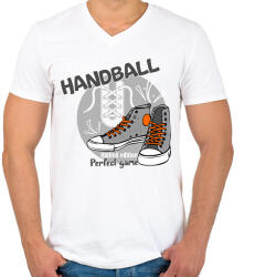 printfashion handball cipő - Férfi V-nyakú póló - Fehér (6133929)