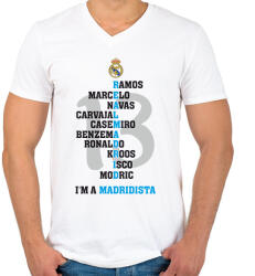 printfashion Real madrid - Férfi V-nyakú póló - Fehér (12570773)