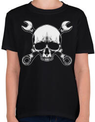 printfashion Koponya és szerszámok Skull tool sötét alaphoz - Gyerek póló - Fekete (11518729)