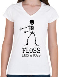 printfashion Flossing dance - Női V-nyakú póló - Fehér (1302096)