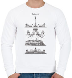printfashion Budapest épületek - Férfi pulóver - Fehér (7353243)