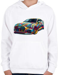 printfashion Audi - Gyerek kapucnis pulóver - Fehér (15209101)
