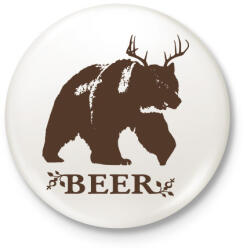 printfashion Beer Medve-szarvas - Kitűző, hűtőmágnes - Fehér (4123301)