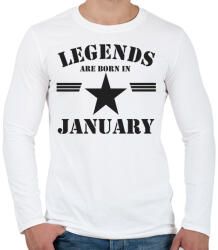 printfashion Legends are born in january - Férfi hosszú ujjú póló - Fehér (5170477)
