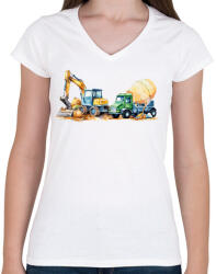 printfashion Munkagépek - Női V-nyakú póló - Fehér (14750887)