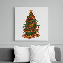 printfashion Pizza karácsonyfa - Vászonkép - Fehér (15302973)