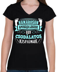 printfashion Hamarosan apukája leszek egy csodálatos kisfiúnak - Női V-nyakú póló - Fekete (16339981)