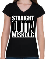 printfashion Straight Outta Miskolc - Női V-nyakú póló - Fekete (934838)