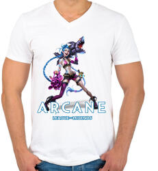 printfashion Jinx - Arcane - Férfi V-nyakú póló - Fehér (14747258)