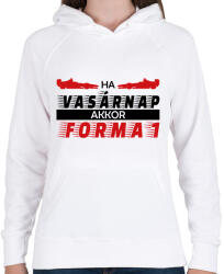 printfashion Vasárnap - Forma 1 - Női kapucnis pulóver - Fehér (11967140)
