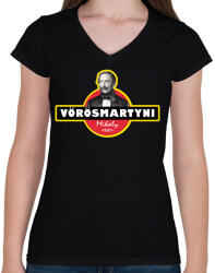 printfashion VörösMartyni - Női V-nyakú póló - Fekete (16508747)
