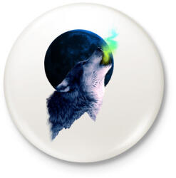 printfashion Farkasüvöltés - Kitűző, hűtőmágnes - Fehér (3075697)